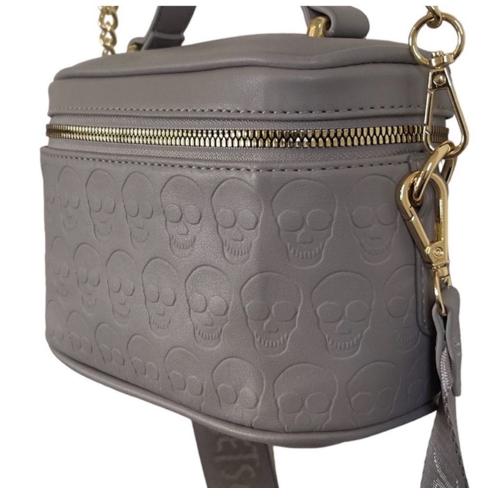 Betsey Johnson Grey Skull Embossed Bag with Removable Pouch